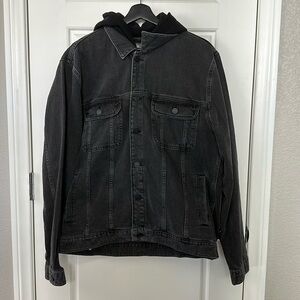 ASOS Black Washed Denim Jacket with Hood